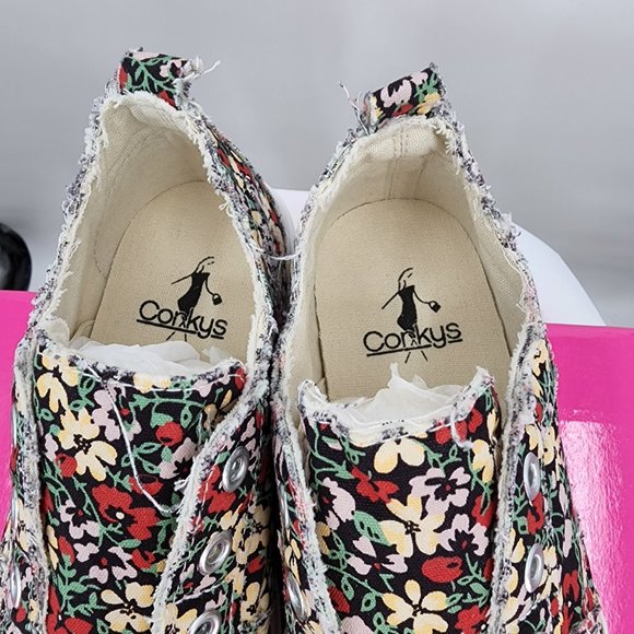 CORKYS Babalu Floral Print Slip On Sneakers Distressed Tennis Shoes 6-11 NWT - Picture 8 of 10